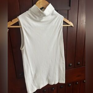 White Sleeveless Turtleneck Top